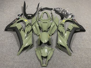 Descuento Carenados Moto Kawasaki ZX10R 2011-2015 - Verde Oscuro Militar Negro Amarillo Estrella