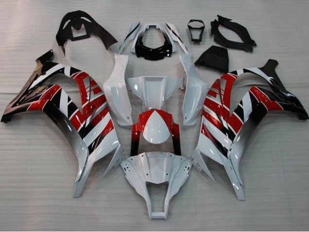 Descuento Carenados Moto Kawasaki ZX10R 2011-2015 - Blanco Rojo Negro Raya