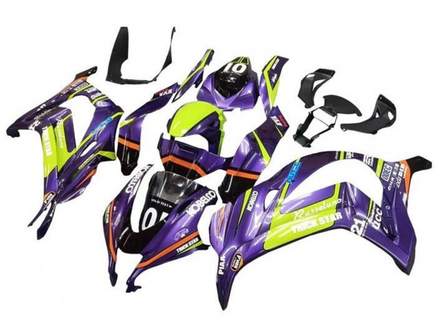 Descuento Carenados Moto Kawasaki ZX10R 2016-2020 - Púrpura Amarillo Trick Star Kobelco