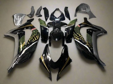 Descuento Carenados Moto Kawasaki ZX10R 2016-2020 - Negro Brillante Oro Honeycomb