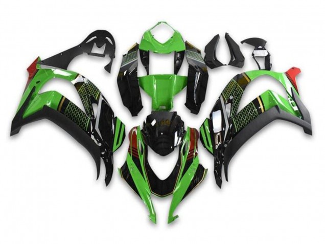 Descuento Carenados Moto Kawasaki ZX10R 2016-2020 - Verde Negro Brillante Rojo Honeycomb