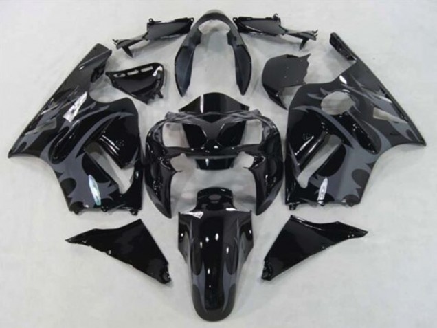 Descuento Carenados Moto Kawasaki ZX12R 2002-2006 - Negro Brillante Gris Tribal