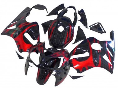Descuento Carenados Moto Kawasaki ZX12R 2002-2006 - Negro Brillante Rojo Tribal