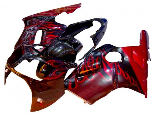 Descuento Carenados Moto Kawasaki ZX12R 2002-2006 - Negro Brillante Rojo Llama