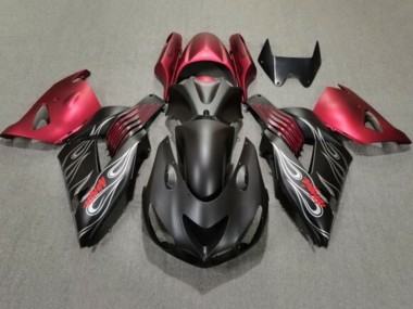 Descuento Carenados Moto Kawasaki ZX14R ZZR1400 2006-2011 - Negro Mate Rojo Plata Llama