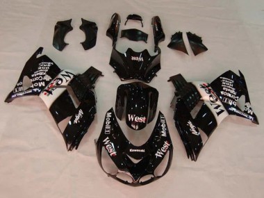 Descuento Carenados Moto Kawasaki ZX14R ZZR1400 2006-2011 - Negro Brillante Blanco West
