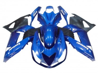 Descuento Carenados Moto Kawasaki ZX14R ZZR1400 2006-2011 - Azul Negro Blanco Calcomanía