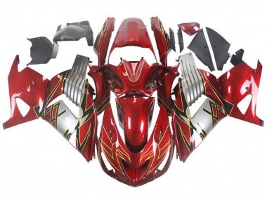 Descuento Carenados Moto Kawasaki ZX14R ZZR1400 2006-2011 - Rojo Plata Negro Oro