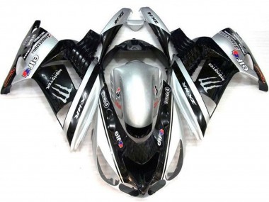 Descuento Carenados Moto Kawasaki ZX14R ZZR1400 2006-2011 - Plata Negro Elf Touch4 Monstruo Bridgestone