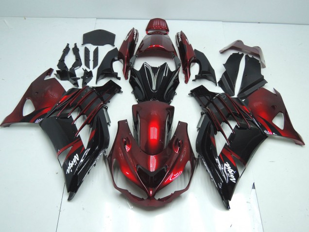 Descuento Carenado Moto Kawasaki ZX14R ZZR1400 2012-2024 - Rojo Negro Brillante Blanco Ninja