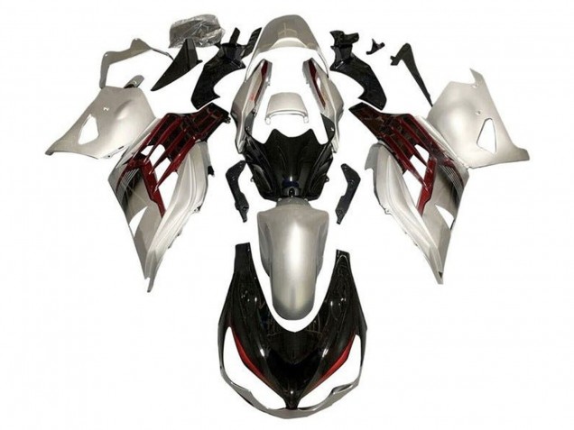 Descuento Carenados Moto Kawasaki ZX14R ZZR1400 2012-2024 - Plata Negro Brillante Rojo