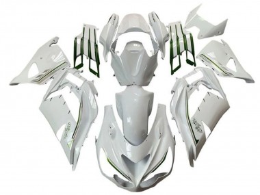 Descuento Carenados Moto Kawasaki ZX14R ZZR1400 2012-2024 - Blanco Verde Plata Raya