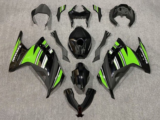 Descuento Carenados Moto Kawasaki EX300 2013-2024 - Negro Brillante Verde Blanco Raya