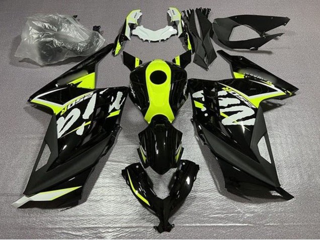 Descuento Carenados Moto Kawasaki EX300 2013-2024 - Negro Brillante Neon Amarillo Blanco