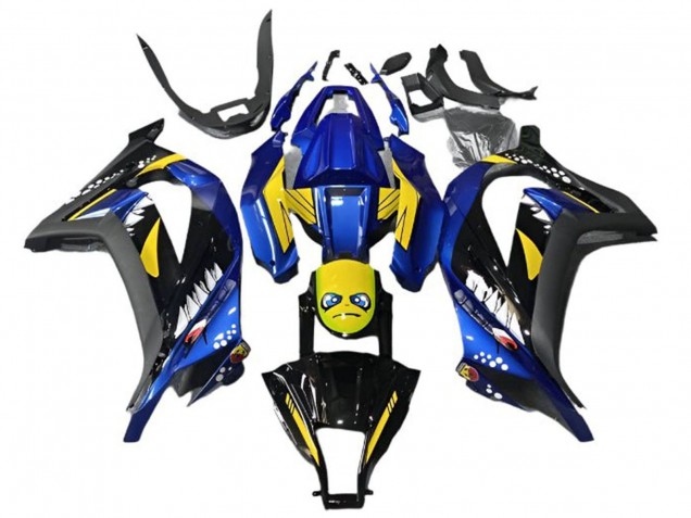 Descuento Carenados Moto Kawasaki EX300 2013-2024 - Azul Amarillo Negro Tiburón
