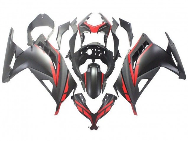 Descuento Carenado Moto Kawasaki EX300 2013-2024 - Negro Mate Rojo
