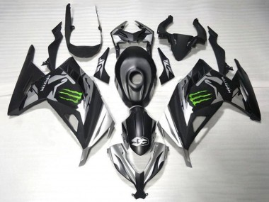 Descuento Carenados Moto Kawasaki EX300 2013-2024 - Negro Mate Plata Verde Monstruo