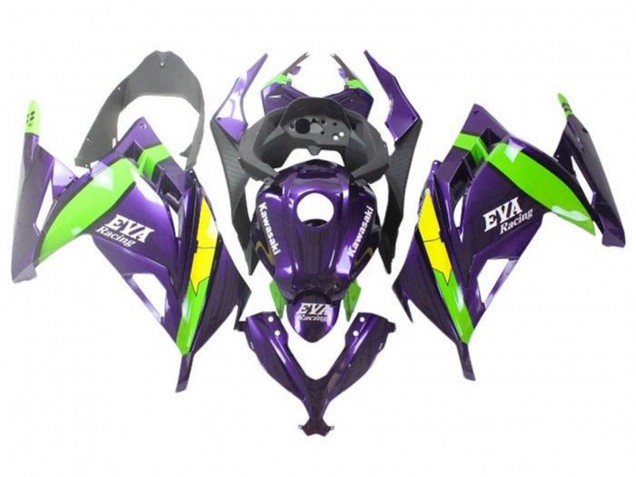 Descuento Carenados Moto Kawasaki EX300 2013-2024 - Púrpura Verde Amarillo EVA Racing