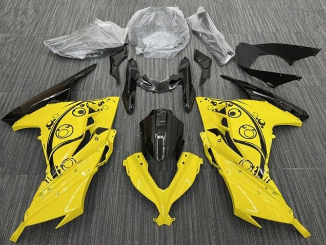 Descuento Carenados Moto Kawasaki EX300 2013-2024 - Amarillo Negro Círculos