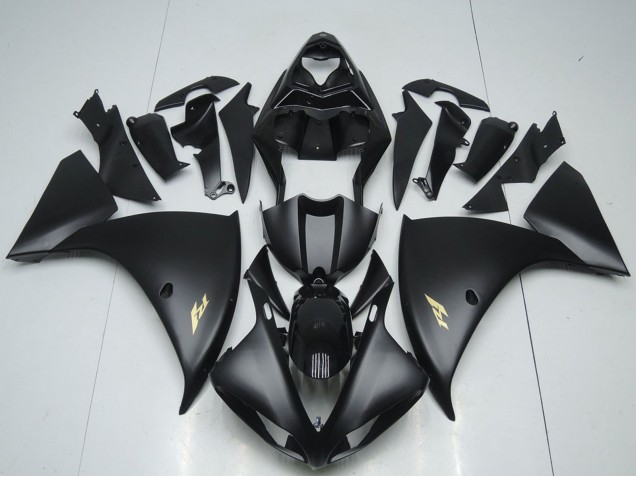 Descuento Carenados Moto Yamaha YZF R1 2012-2014 - Negro Brillante Negro Mate Oro Calcomanías