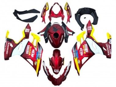 Descuento Carenados Moto Kawasaki Ninja 400 2018-2024 - Rojo Amarillo Blanco Azul EVA Racing