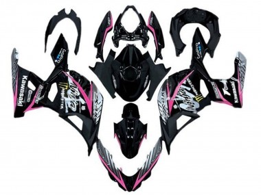 Descuento Carenados Moto Kawasaki Ninja 400 2018-2024 - Negro Brillante Rosa Blanco