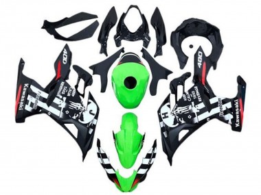 Descuento Carenados Moto Kawasaki Ninja 400 2018-2024 - Verde Negro Blanco Rojo Cráneo