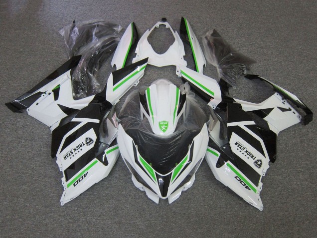 Descuento Carenados Moto Kawasaki Ninja 400 2018-2024 - Blanco Verde Negro Trick Star