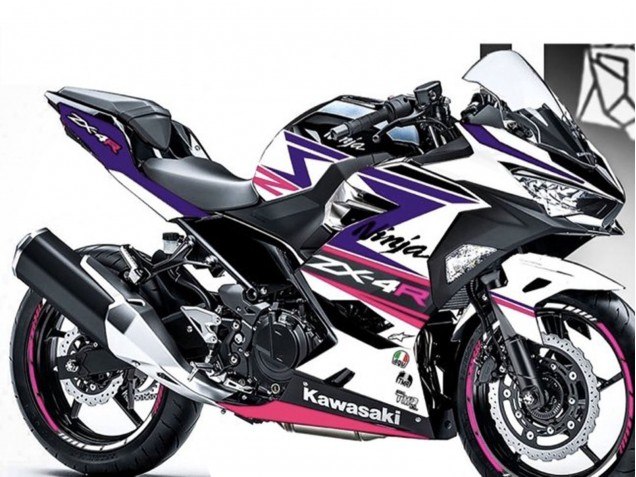Descuento Carenados Moto Kawasaki Ninja 400 2018-2024 - Blanco Púrpura Rosa