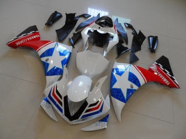 Descuento Carenados Moto Yamaha YZF R1 2012-2014 - Blanco Azul Rojo Negro Estrella