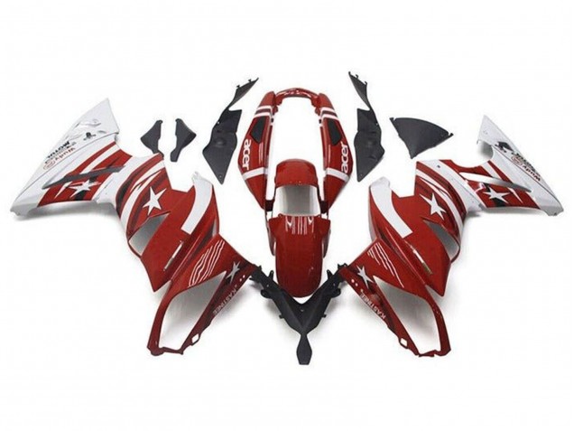 Descuento Carenados Moto Kawasaki Ninja 650 EX650 2009-2011 - Rojo Blanco Estrella Acer
