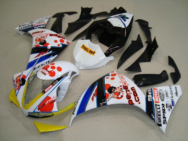 Descuento Carenados Moto Yamaha YZF R1 2012-2014 - Blanco Naranja Amarillo Azul Negro Pepe Phone