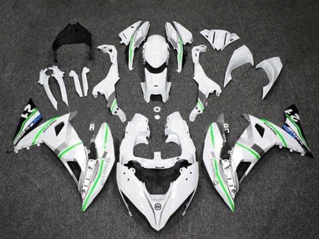 Descuento Carenados Moto Kawasaki Ninja 650 EX650 2017-2019 - Blanco Plata Verde Azul