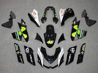 Descuento Carenados Moto Kawasaki Z1000 2010-2013 - Negro Brillante Blanco Verde MoviStar Monstruo
