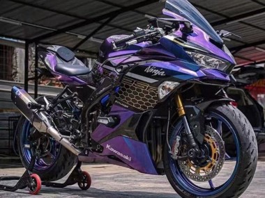 Descuento Carenados Moto Kawasaki ZX25R ZX-25R 2019-2025 - Púrpura Azul Oro Gradiente Honeycomb