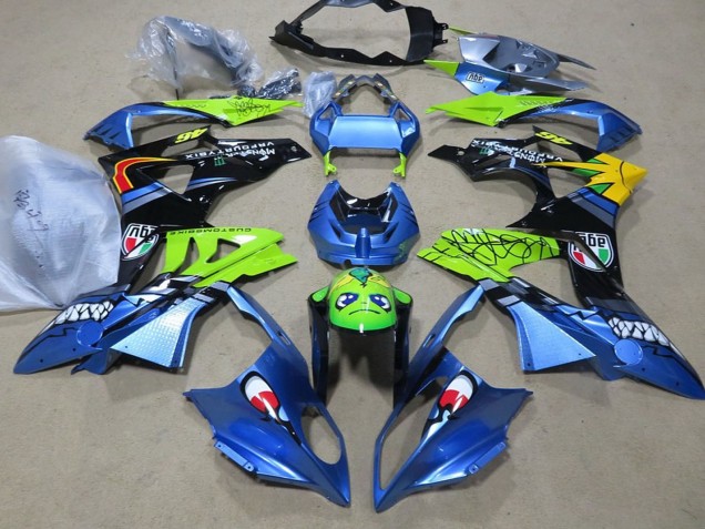 Descuento Carenados Moto BMW S1000RR 2009-2014 - Azul Verde Negro Tiburón