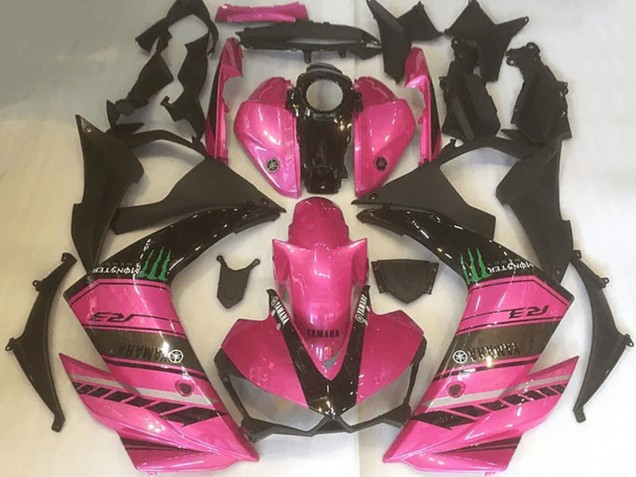 Descuento Carenados Moto Yamaha YZF R3 2015-2018 - Rosa Negro Verde Monstruo