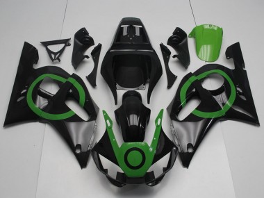 Descuento Carenados Moto Yamaha YZF R6 1998-2002 - Negro Brillante Verde Círculo
