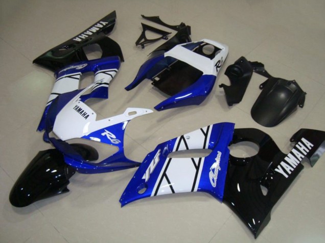 Descuento Carenados Moto Yamaha YZF R6 1998-2002 - Blanco Azul Negro Brillante Champions