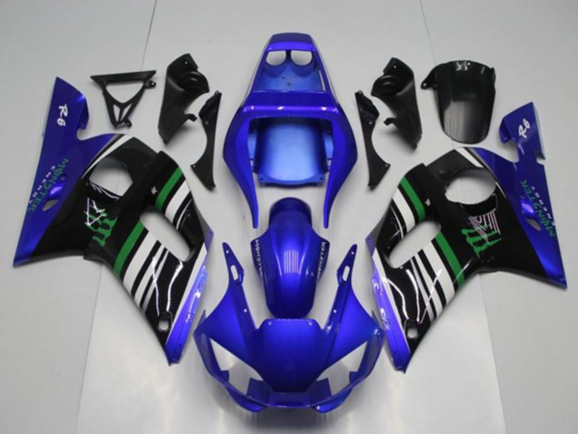 Descuento Carenados Moto Yamaha YZF R6 1998-2002 - Azul Blanco Verde Negro Monstruo