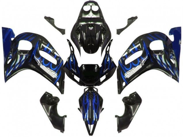 Descuento Carenados Moto Yamaha YZF 600 R6 1998-2002 - Negro Brillante Azul Llama
