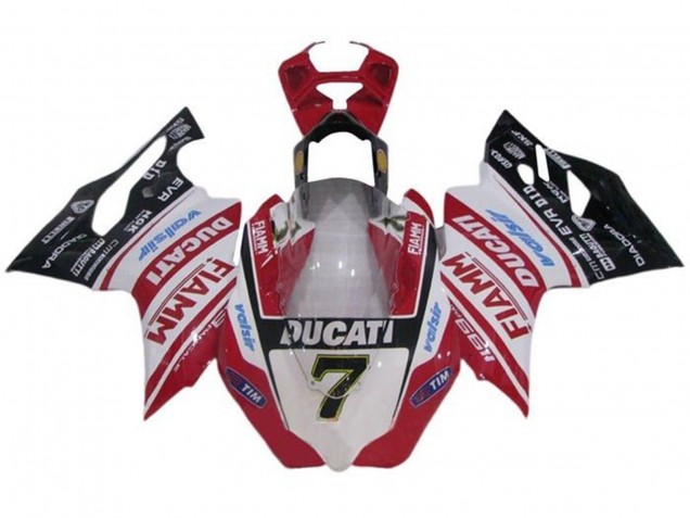 Descuento Carenados Moto Ducati Panigale 1199 2011-2014 - Blanco Rojo Negro Brillante Fiamm Tim 7