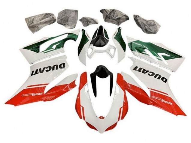 Descuento Carenados Moto Ducati Panigale 899 2011-2014 - Blanco Verde Rojo Raya
