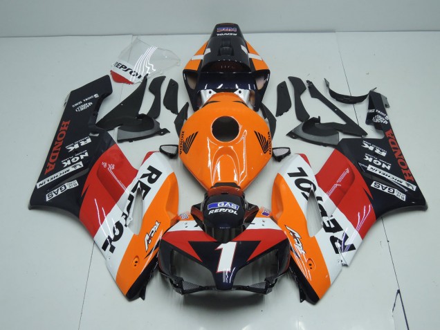 Descuento Carenados Moto Honda CBR1000RR 2004-2005 - Naranja Blanco Rojo Negro Brillante Repsol RCV 1