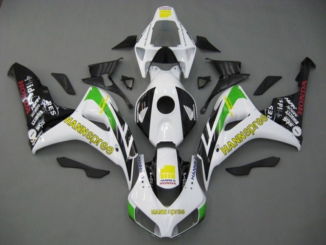 Descuento Carenados Moto Honda CBR1000RR 2006-2007 - Blanco Verde Amarillo Negro Brillante Hannspree