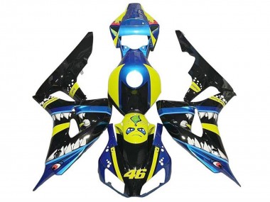 Descuento Carenados Moto Honda CBR1000RR 2006-2007 - Azul Amarillo Negro Brillante Tiburón 46