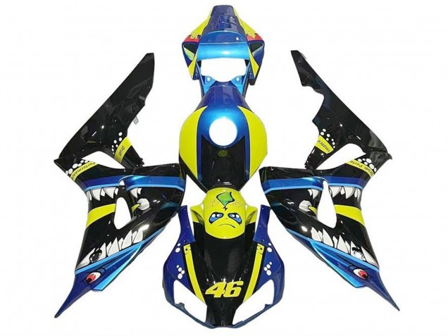 Descuento Carenados Moto Honda CBR1000RR 2006-2007 - Azul Amarillo Negro Brillante Tiburón 46