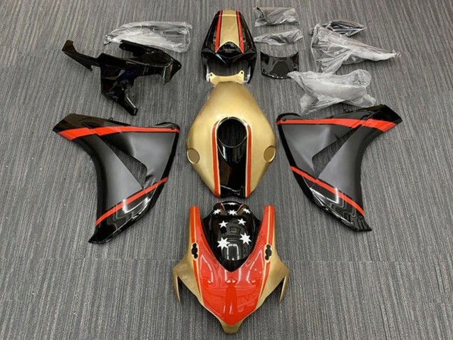 Descuento Carenados Moto Honda CBR1000RR 2008-2011 - Oro Rojo Negro Mate Estrella