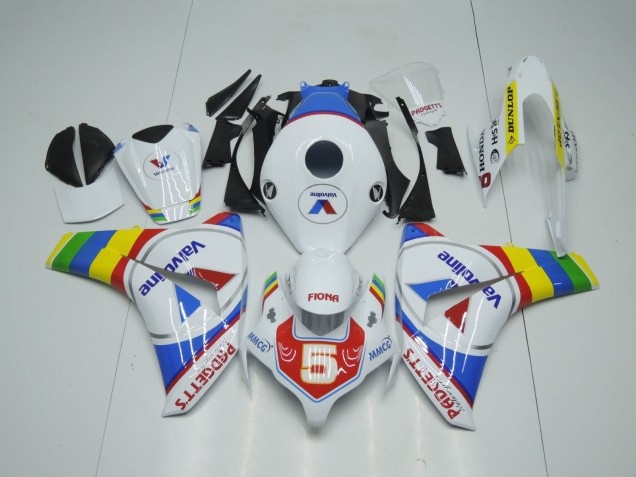 Descuento Carenados Moto Honda CBR1000RR 2008-2011 - Blanco Azul Rojo ValvoLínea RuedaColores