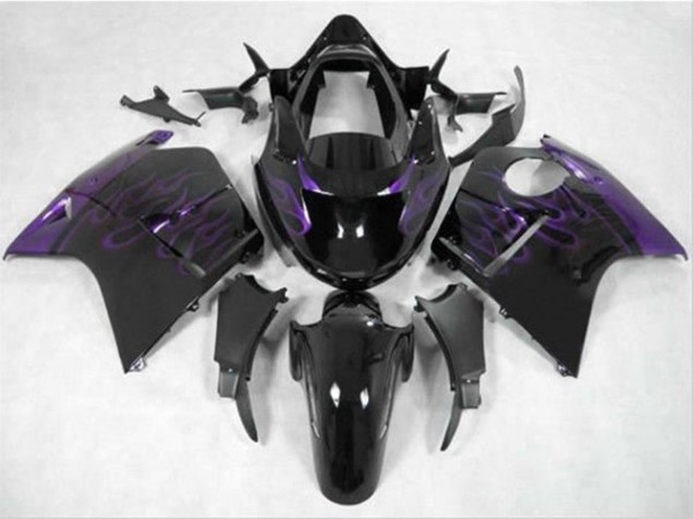 Descuento Carenado Moto Honda CBR1100XX Blackbird 1996-2007 - Negro Brillante Púrpura Llama